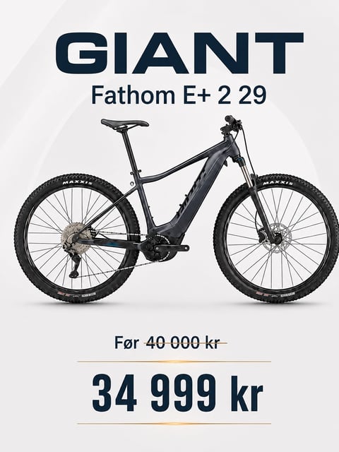 Giant Fathom E+ 2 29 electric mountain bike on sale for 34999 kr, reduced from 40000 kr
